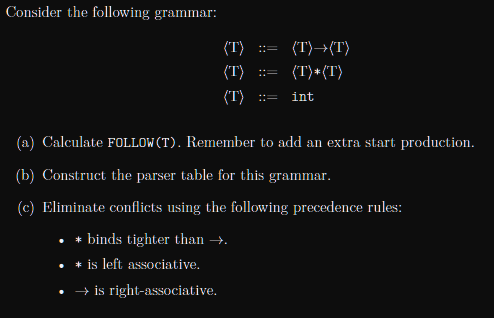Consider The Following Grammar T T T Int T T T T A Calculate Follow T Remember To Add An E 1