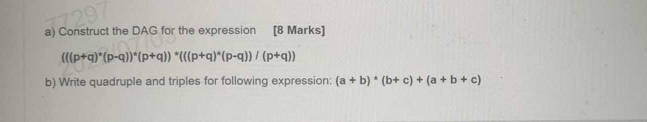 77297 A Construct The Dag For The Expression 8 Marks Dag For T P Q P Q P Q P Q P Q P Q B Writ 1