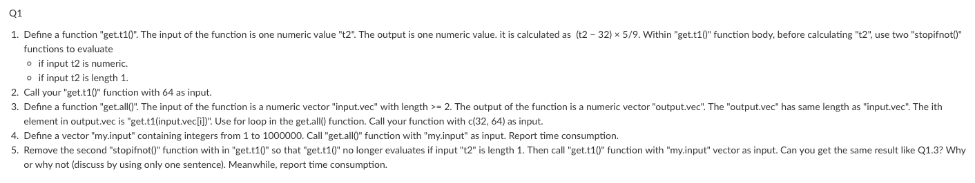 Q1 1 Define A Function Get T1 The Input Of The Function Is One Numeric Value T2 The Output Is One Numeric Value 1