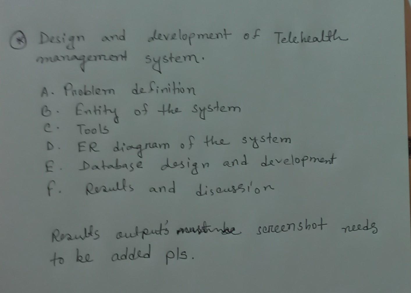 Design And Development Of Tele Health Management System A Problem Definition B Entity Of The System C Tools D Er Di 1