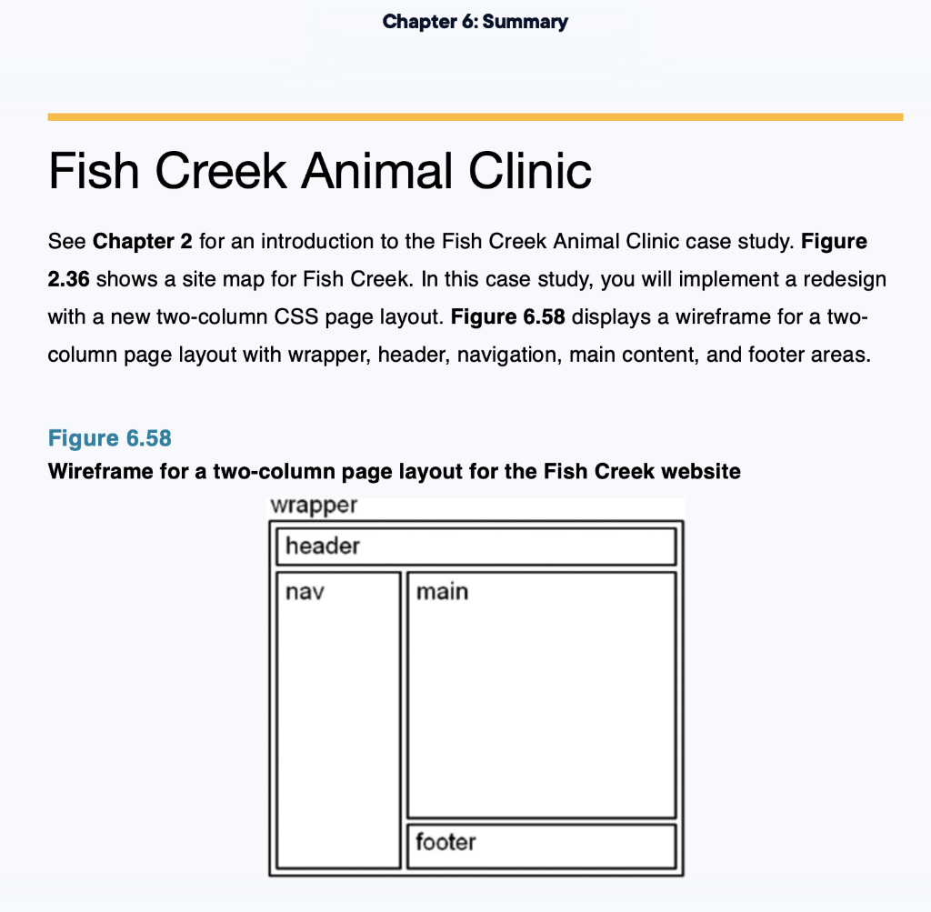 Web Development And Design Foundation With Html5 10th Edition Fish Creek Animal Clinic Chapter 6 1