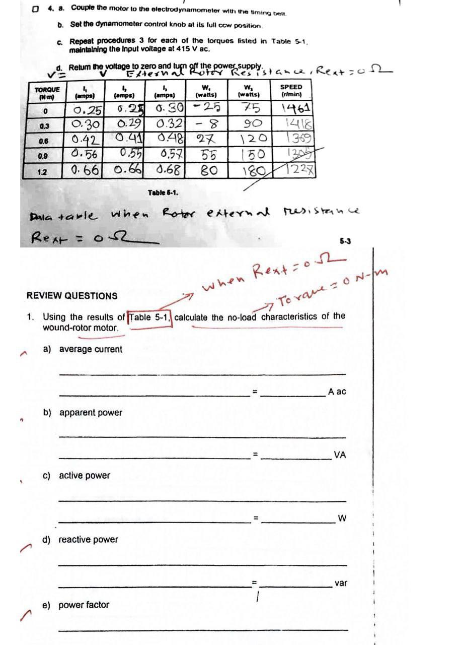 0 4 A Couple The Motor To The Electrodynamometer With The Timing Belt B Set The Dynamometer Control Knob At Its Full 1