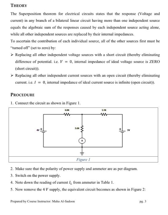 Theory The Superposition Theorem For Electrical Circuits States That The Response Voltage And Current In Any Branch Of 1