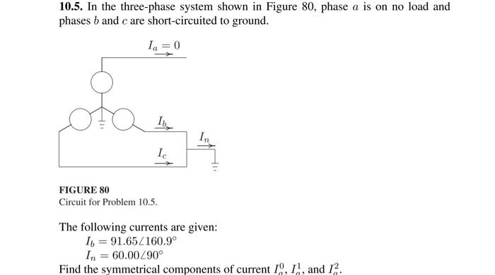 10 5 In The Three Phase System Shown In Figure 80 Phase A Is On No Load And Phases B And C Are Short Circuited To Grou 1