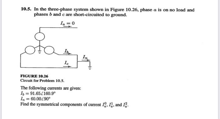 10 5 In The Three Phase System Shown In Figure 10 26 Phase A Is On No Load And Phases B And C Are Short Circuited To G 1