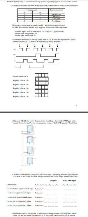 Problem 5 20 Points Anwer The Following Question Regarding Registers And Sequential Circuits 10 Points Considera Uni 1