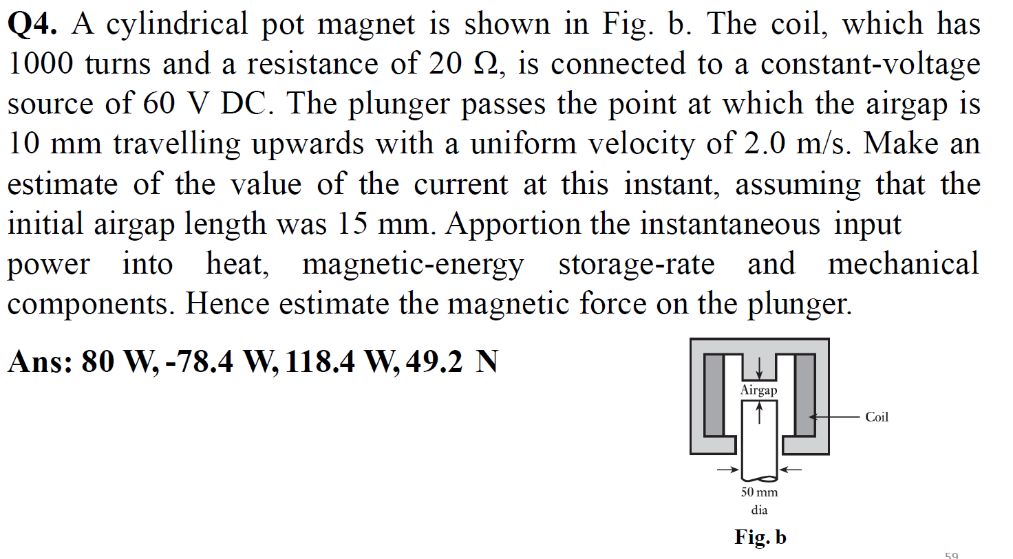 Q4 A Cylindrical Pot Magnet Is Shown In Fig B The Coil Which Has 1000 Turns And A Resistance Of 20 22 Is Connected 1