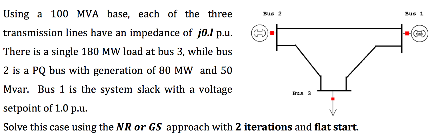 Using A 100 Mva Base Each Of The Three Transmission Lines Have An Impedance Of J0 1 P U There Is A Single 180 Mw Load 1