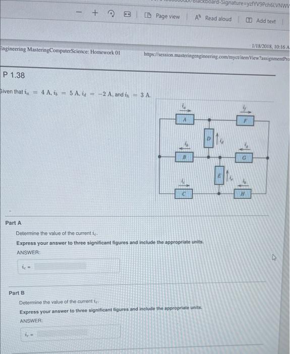 Engineering Mastering Computerscience Homework 01 Part A P 1 38 Given That I 4 A Is 5 A I 2 A And 3 A 1