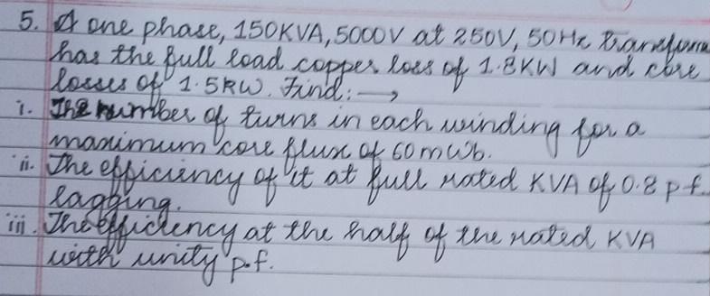 5 A One Phase 150kva 5000v At 250v 50hz Transform Supper Loss Of 1 8kw And Care Find Load Losses Of 1 5 Kw 1 The 1