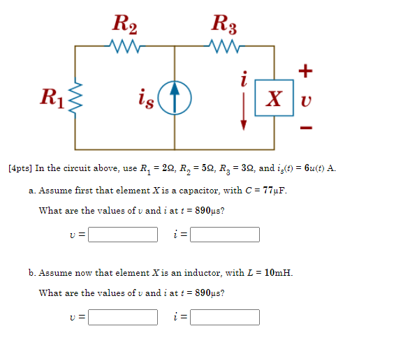 R U R Www Is V R3 I 4pts In The Circuit Above Use R 22 R 50 R 30 And Ig T 6u T A A Assume First 1