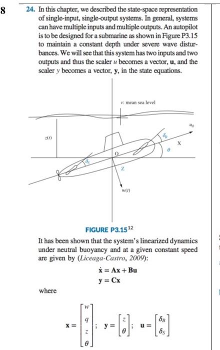 8 24 In This Chapter We Described The State Space Representation Of Single Input Single Output Systems In General S 1
