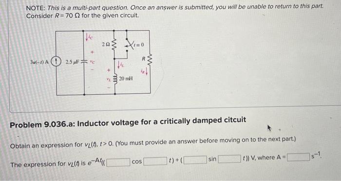 Note This Is A Multi Part Question Once An Answer Is Submitted You Will Be Unable To Return To This Part Consider R 1