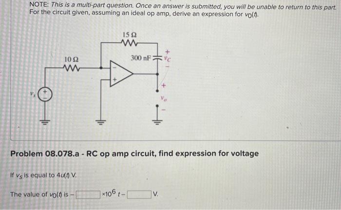 Note This Is A Multi Part Question Once An Answer Is Submitted You Will Be Unable To Return To This Part For The Cir 1