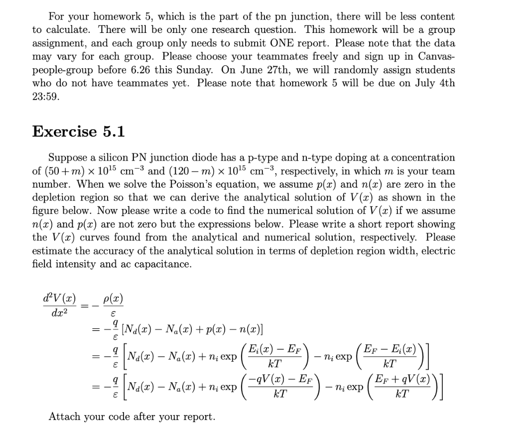For Your Homework 5 Which Is The Part Of The Pn Junction There Will Be Less Content To Calculate There Will Be Only O 1