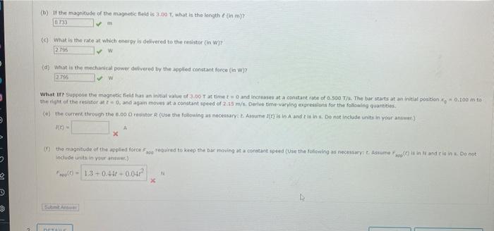 Details My Notes Ask Your Teacher In The Figure Below A Metal Bar Sitting On Two Parallel Conducting Ralls Connected T 2