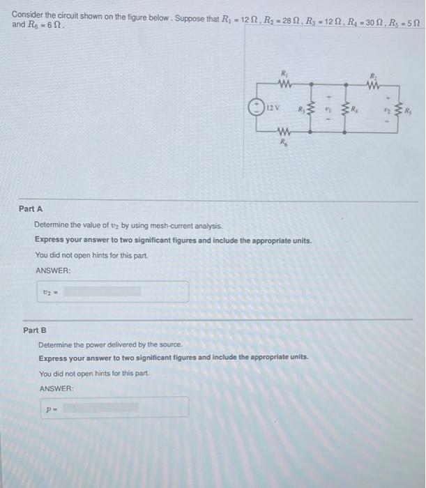 Consider The Circuit Shown On The Figure Below Suppose That R 122 R 28 R 12 R 300 R 50 And Re 6 Part A Uy 1