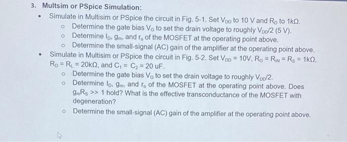 3 Multsim Or Pspice Simulation Simulate In Multisim Or Pspice The Circuit In Fig 5 1 Set Voo To 10 V And Ro To 1k02 1