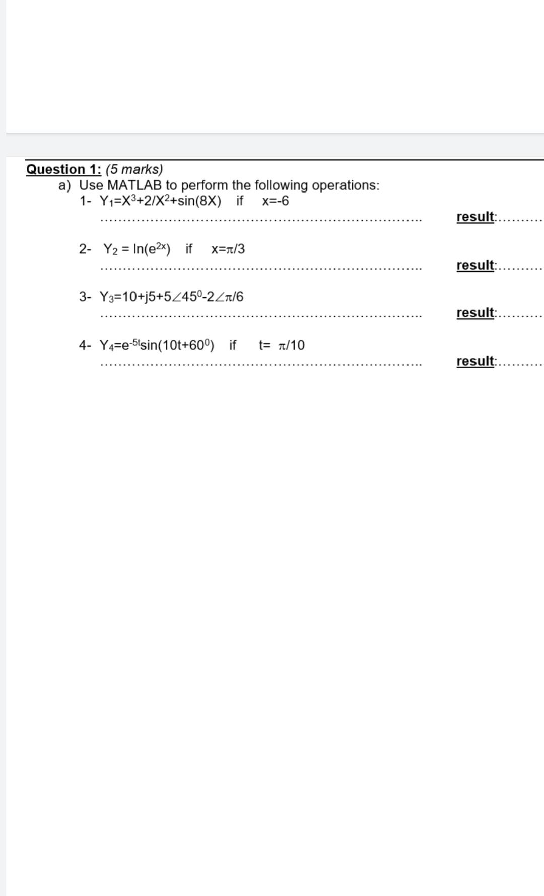 Q5 Use Matlab 1