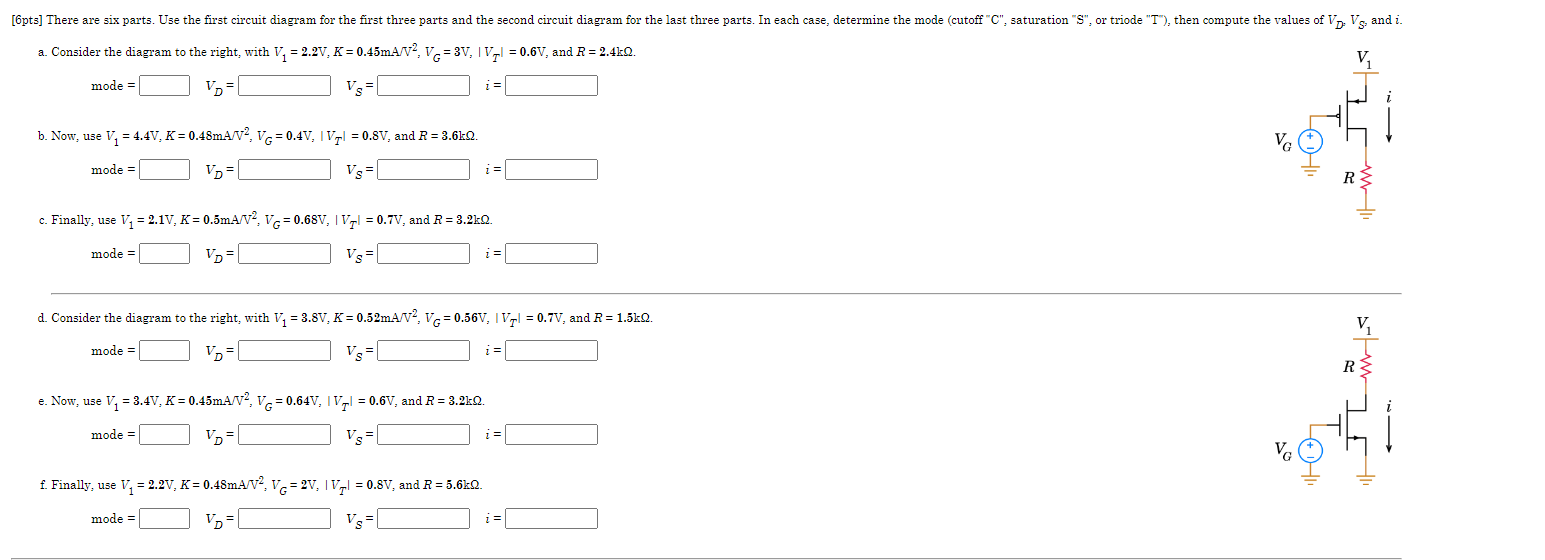 6pts There Are Six Parts Use The First Circuit Diagram For The First Three Parts And The Second Circuit Diagram For T 1