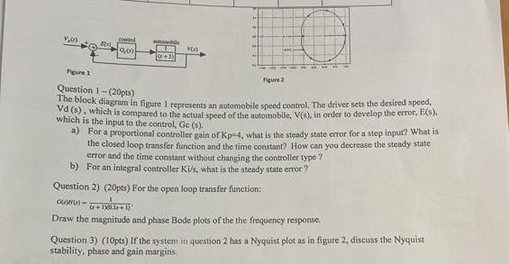 1 03 201 900 Oble 5 Vo Figure 1 Question 1 20pts The Block Diagram In Figure I Represents An Automobile Speed Contro 1