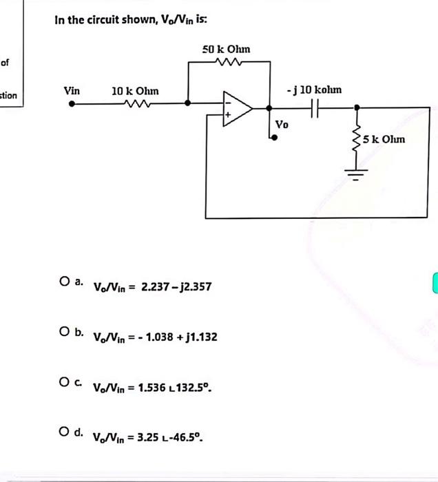 Vin 10 V 4k Ohm O A 3 75 Ma O B 2 5 Ma 4k Ohm Www O C 1 25 Ma The Current It In The Circuit Shown Is O D 5 7 Ma 2