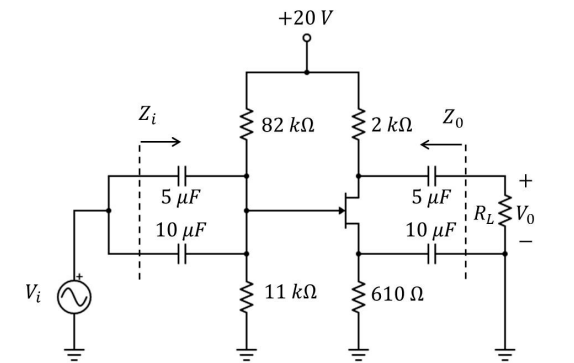 For The Following Amplifier Circuit With An N Channel Jfet It Is Known That The Transistor Has An Idss 12 Ma Vgs Off 1