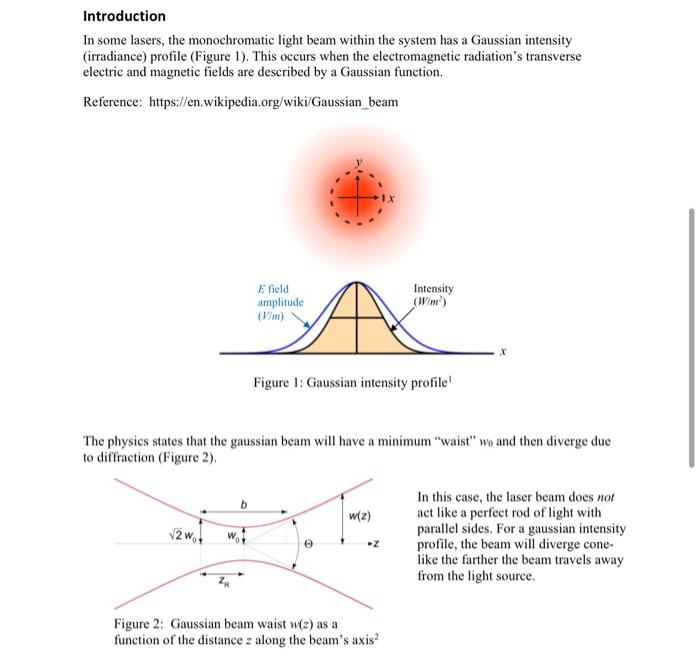 Introduction In Some Lasers The Monochromatic Light Beam Within The System Has A Gaussian Intensity Irradiance Profil 1