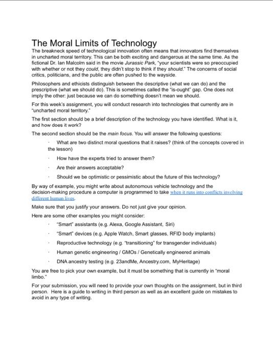 The Moral Limits Of Technology The Breakneck Speed Of Technological Innovation Oten Means That Novators Find Themselves 3