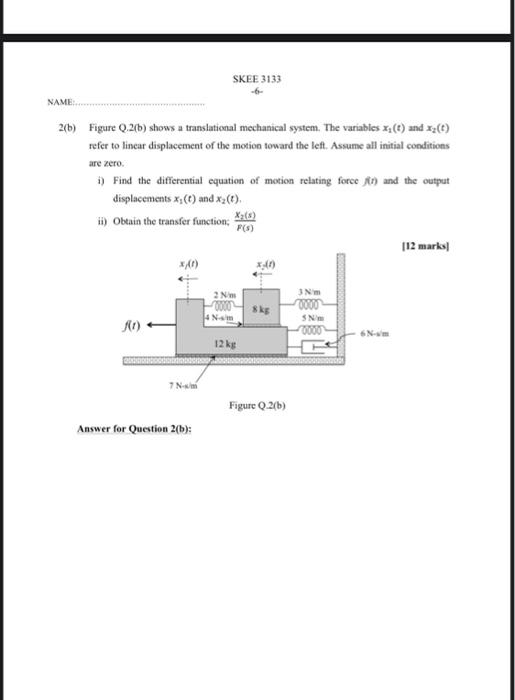 Back Name 0 I Question I A A Transfer Function Of A Power Control System Is Given As X S 10 Y S 45 7 Answer 6