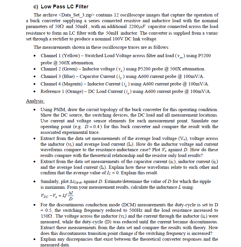 C Low Pass Lc Filter The Archive Data Set 3 Zip Contains 12 Oscilloscope Images That Capture The Operation Of A Buck 1