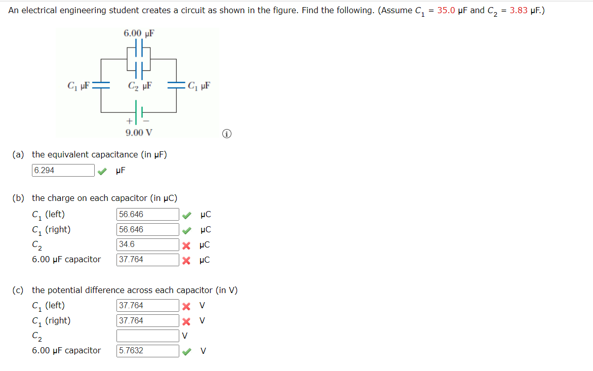 An Electrical Engineering Student Creates A Circuit As Shown In The Figure Find The Following Assume C1 35 0 Pf And 1