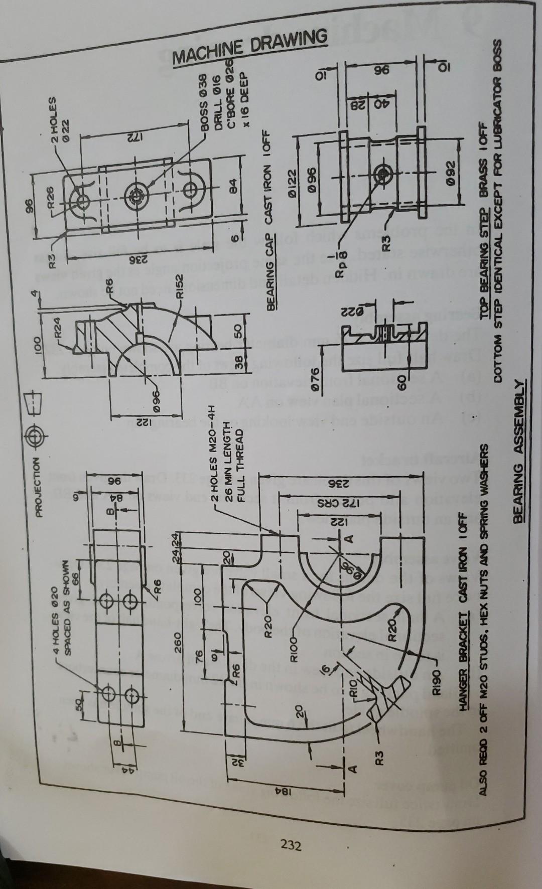 Bearing Assembly The Details For A 76 Mm Diameter Bearing Are Shown On Page 232 Draw Half Full Size The Following Views 2