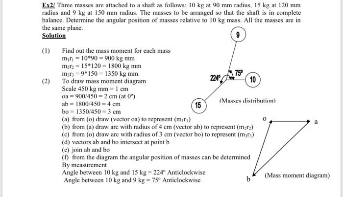 Q5 Three Masses Of Magnitudes 10 Kg 7 Kg And 12 Kg Are Attached Rigidly To The Shaft The Masses Are Rotating In The S 3