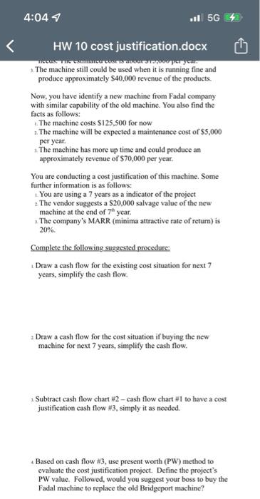 Lean Online Learning Hw 10 Cost Justification Follow The Video Entitled Hw 10 Cost Justification To Complete This Assig 2