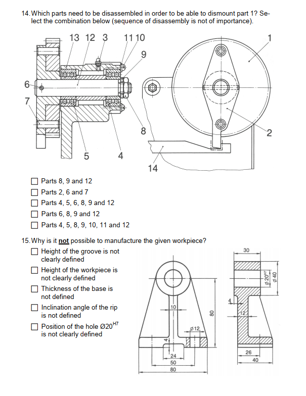 14 Which Parts Need To Be Disassembled In Order To Be Able To Dismount Part 1 Se Lect The Combination Below Sequence 1
