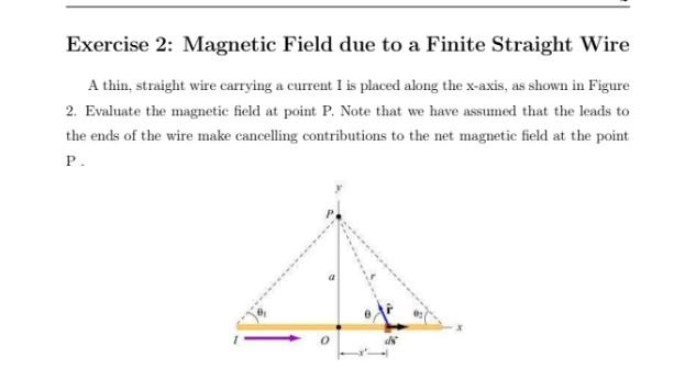 A Thin Straight Wire Carrying A Current I Is Placed Along The X Axis As Shown In Figure Evaluate The Magnetic Field At 1