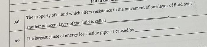 A8 A9 The Property Of A Fluid Which Offers Resistance To The Movement Of One Layer Of Fluid Over Another Adjacent Layer 1