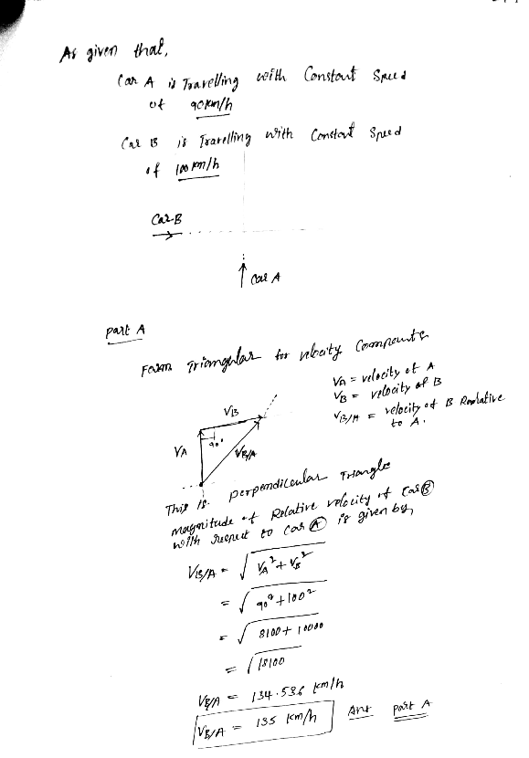 Question 1 10 Marks As Shown In Figure 1 Car A Is Travelling With A Constant Speed Of 80 Km H Due North While Car B 2
