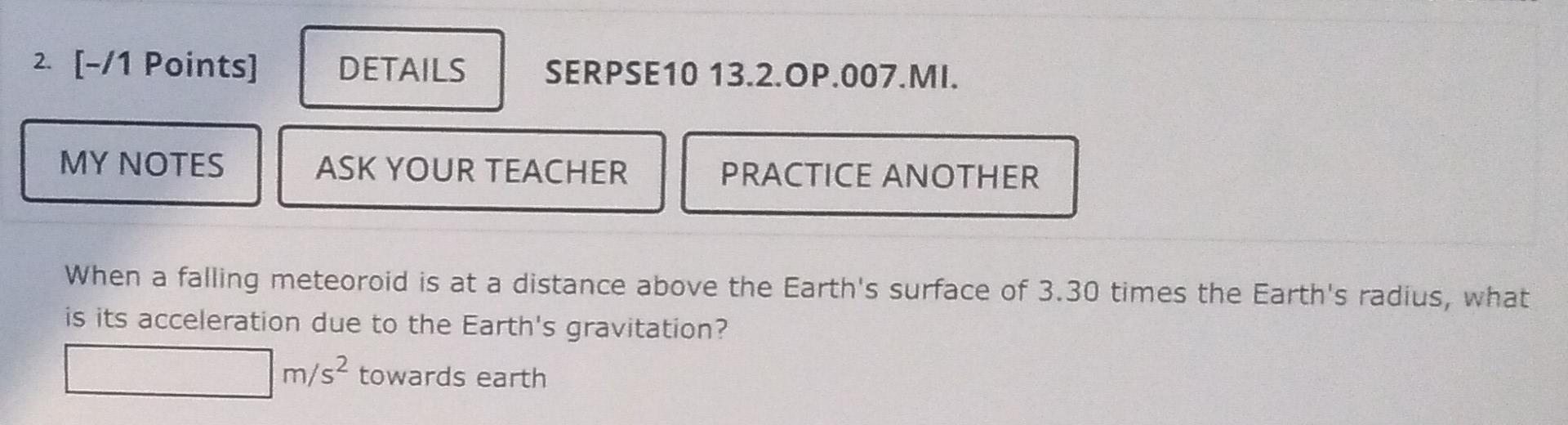 2 1 Points Details Serpse10 13 2 Op 007 Mi My Notes Ask Your Teacher Practice Another When A Falling Meteoroid Is 1