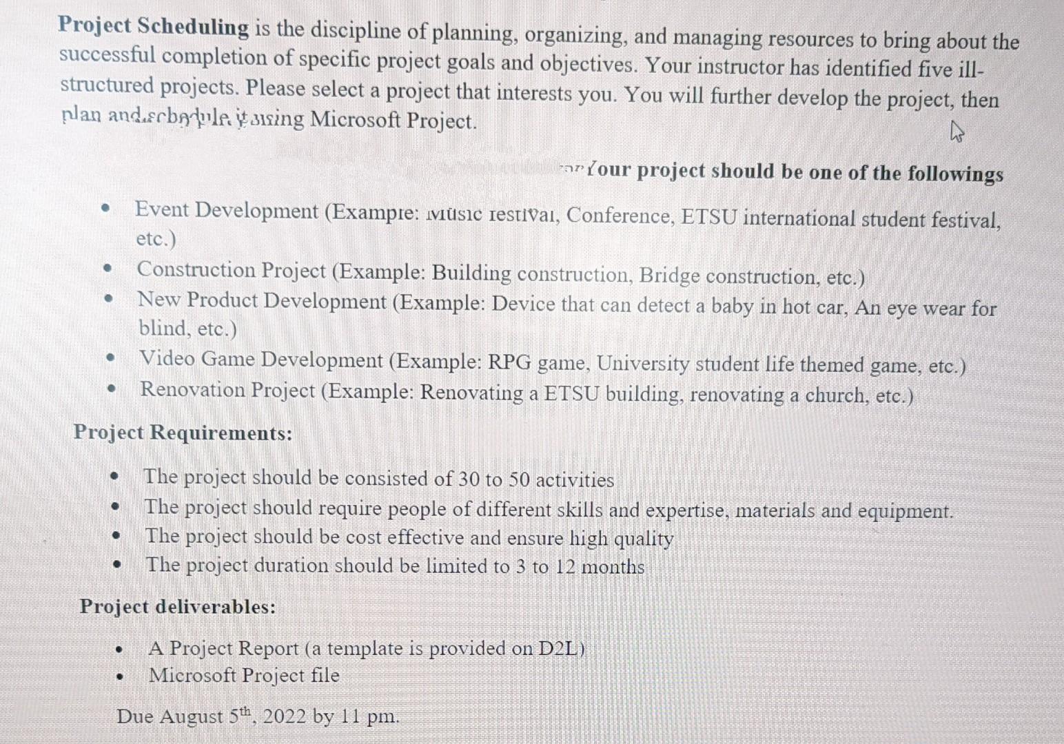 Project Scheduling Is The Discipline Of Planning Organizing And Managing Resources To Bring About The Successful Compl 1