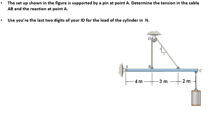 The Set Up Shown In The Figure Is Supported By A Pin At Point A Determine The Tension In The Cable Ab And The Reaction 1