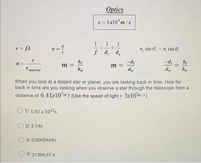 Optics C 3x10 M S V Fa Ii 1 1 1 F D Do N Sin N Sin N Hi Di Hi M Di Do M Material Ho Do Ho When You Look At A 1