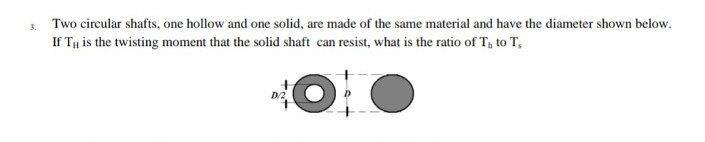 3 Two Circular Shafts One Hollow And One Solid Are Made Of The Same Material And Have The Diameter Shown Below If Th 1