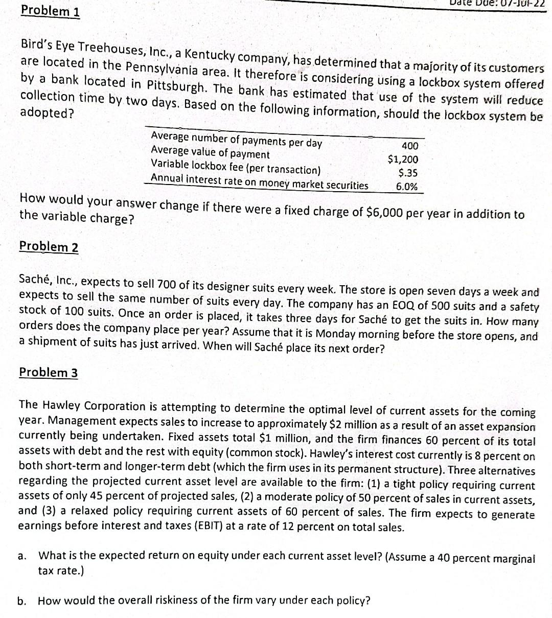 Problem 1 Bird S Eye Treehouses Inc A Kentucky Company Has Determined That A Majority Of Its Customers Are Located I 1