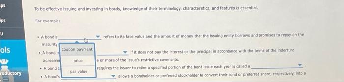 Characteristics Of Bonds To Be Effective Issuing And Investing In Bonds Knowledge Of Their Terminology Characteristi 3