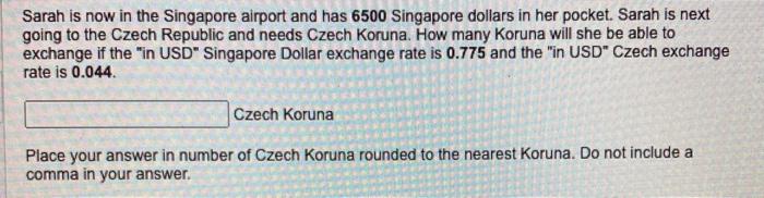 Sarah Is Now In The Singapore Airport And Has 6500 Singapore Dollars In Her Pocket Sarah Is Next Going To The Czech Rep 1