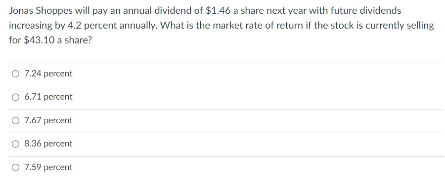 Jonas Shoppes Will Pay An Annual Dividend Of 1 46 A Share Next Year With Future Dividends Increasing By 4 2 Percent Ann 1