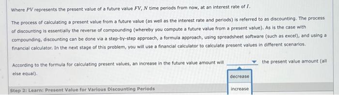 Where Pv Represents The Present Value Of A Future Value Fv N Time Periods From Now At An Interest Rate Of 1 The Proce 1
