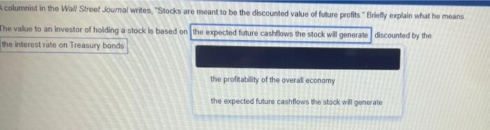 A Columnist In The Wall Street Journal Writes Stocks Are Meant To Be The Discounted Value Of Future Profits Briefly E 1